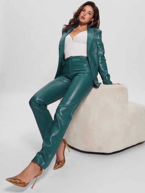 Guess Emelie - Blazer Similicuir En Bleu Sarcelle Royal Multi