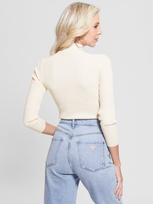 Pull Lea à Sequins Découpés Guess Crème Blanc Multi