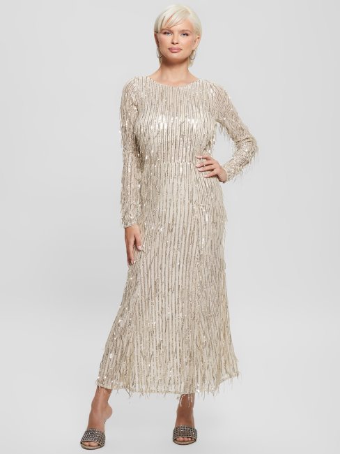 Robe Elodie Blanche à Franges Et Sequins