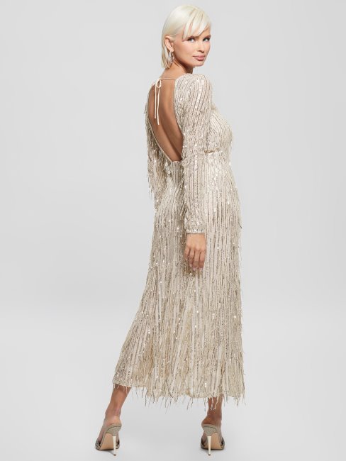 Robe Elodie Blanche à Franges Et Sequins