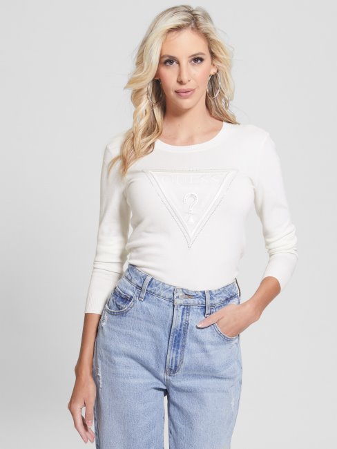 Guess Eco Eloise Pull Crème Blanc