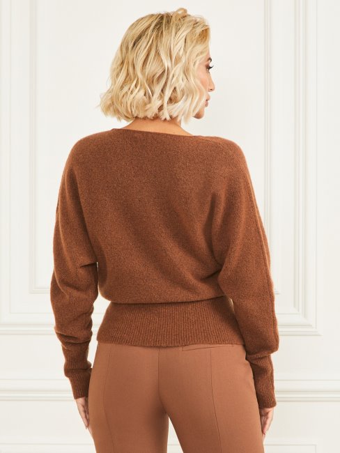 Guess Monique Pull En Laine Mélangée Marron Beauté