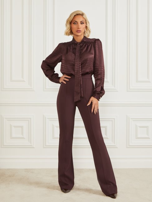 Guess Chloe Pantalon évasé Bourbon Foncé