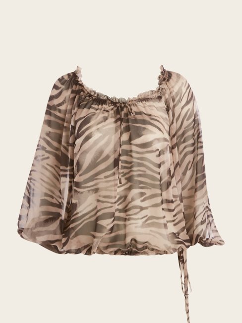 Blouse En Soie Britney Imprimé Smoke And Mirrors Guess