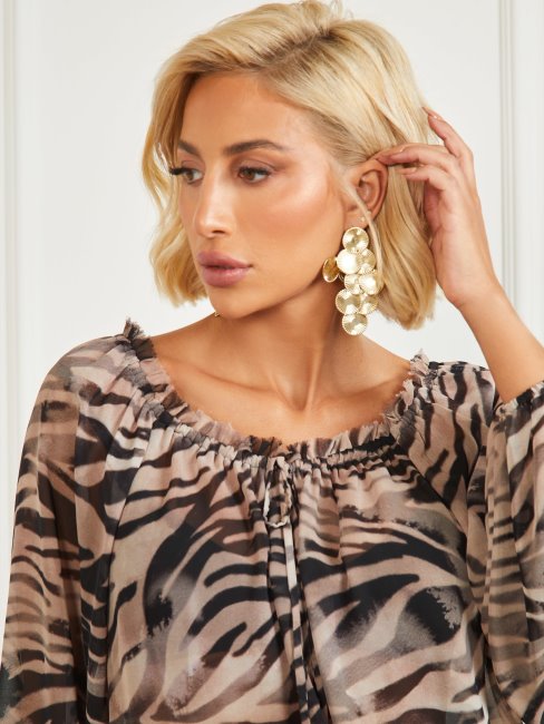 Blouse En Soie Britney Imprimé Smoke And Mirrors Guess