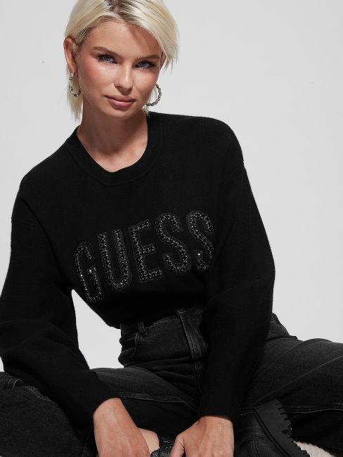 Sweat à Logo Estelle Noir De Jais Guess