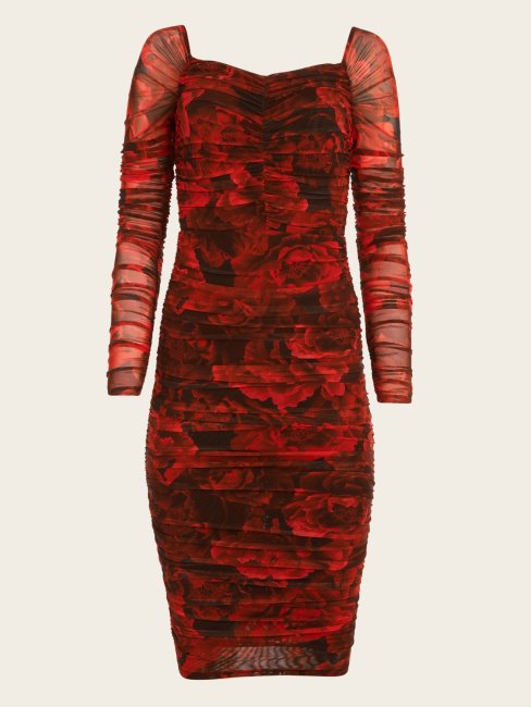 Robe Froncée En Maille Fleur De La Passion Guess Imprimé Fleur De La Passion