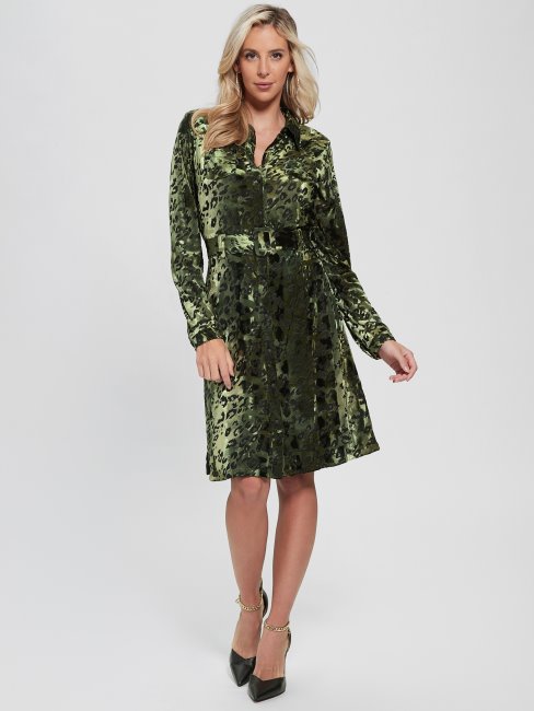 Robe ébène Burnout Velours Militaire G Guess