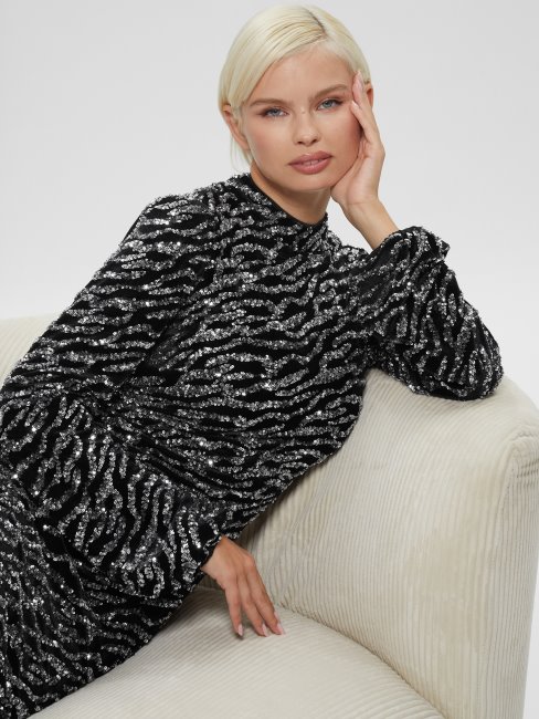 Robe à Sequins Argentés Multi Zoe Guess