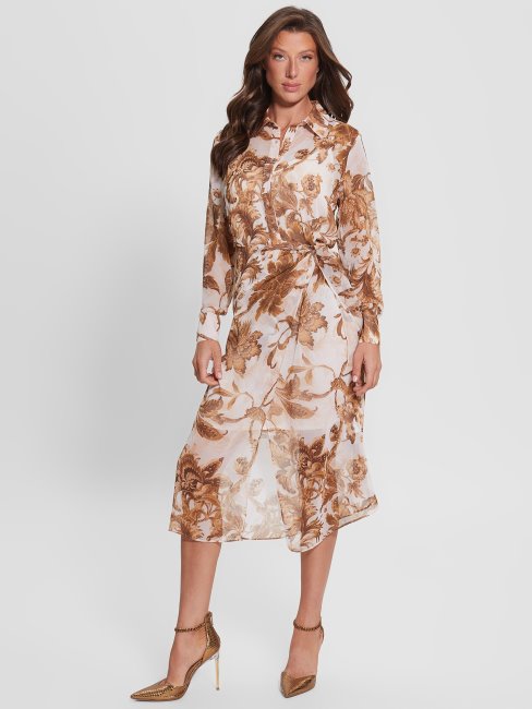 Robe à Imprimé Floral En Porcelaine Br Guess Eco Lama