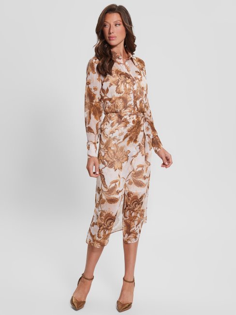 Robe à Imprimé Floral En Porcelaine Br Guess Eco Lama