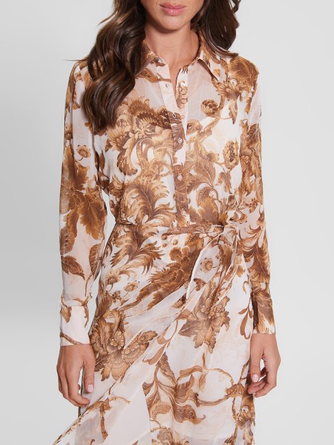 Robe à Imprimé Floral En Porcelaine Br Guess Eco Lama