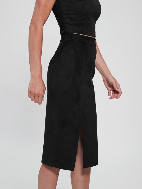 Guess Jupe Mirabelle Imitation Daim Noir Jais