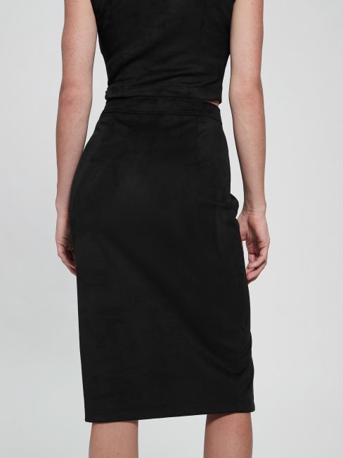 Guess Jupe Mirabelle Imitation Daim Noir Jais