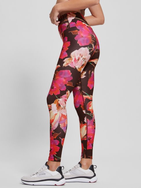 Legging Macro Flow Guess Eco Corine Rose Et Noir Floral Active