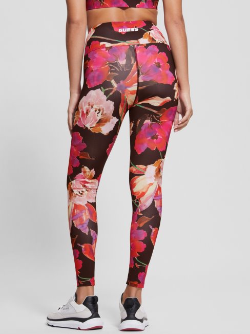 Legging Macro Flow Guess Eco Corine Rose Et Noir Floral Active