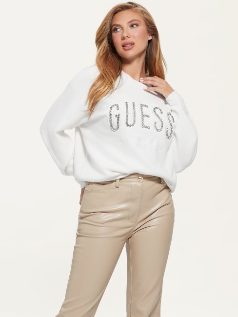 Sweat Guess Creme Logo Estelle Blanc