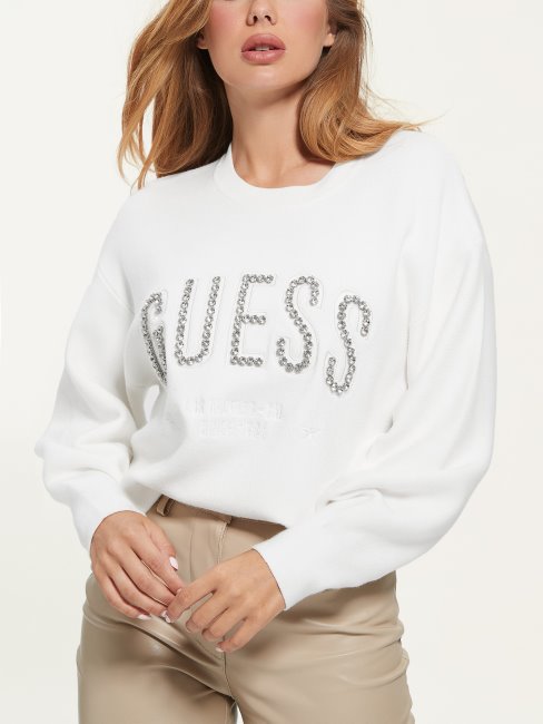 Sweat Guess Creme Logo Estelle Blanc