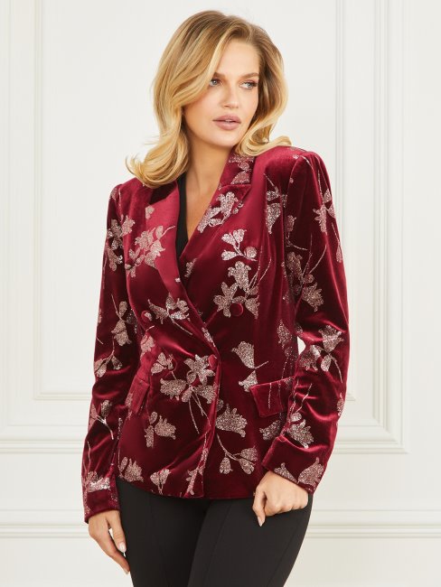 Pétale Violet Avec Rose Go Angelica Blazer En Velours Guess