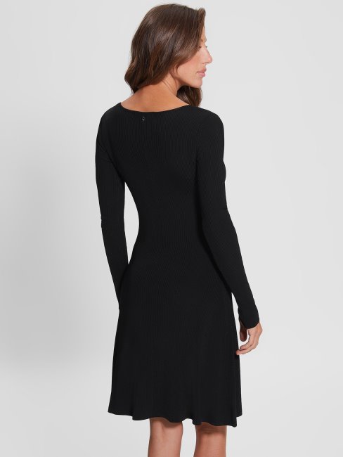 Guess Olivia Robe Pull Mi-longue Noir De Jais