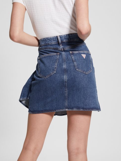 Jupe En Denim éco Claud à Délavage Nuageux