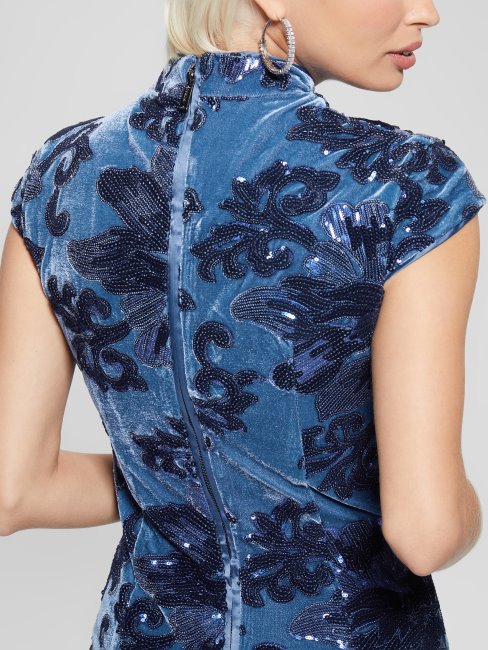 Robe à Sequins Bleu Fleur Guess Estella