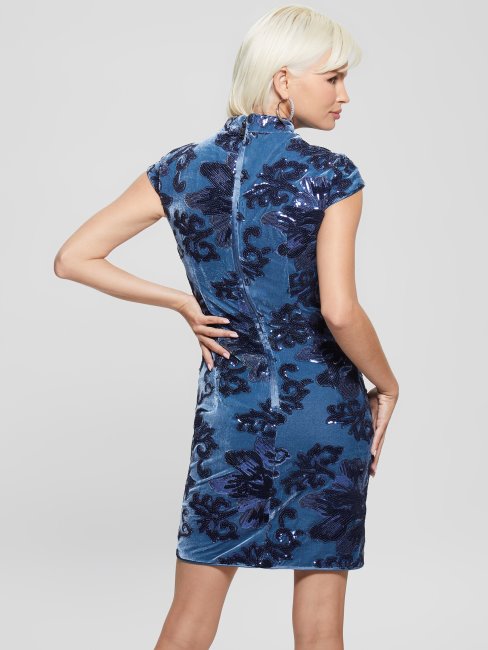 Robe à Sequins Bleu Fleur Guess Estella