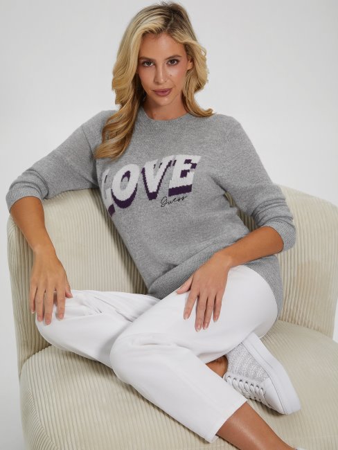 Pull Cachemire Juliette Gris Clair Chiné Guess