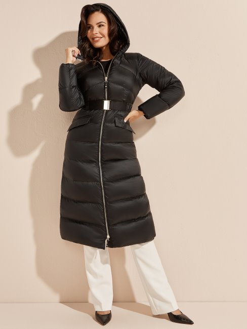 Doudoune Longue Guess Elin Noir De Jais