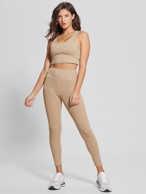 Guess Dana Logo Leggings Argile Thermique En Relief G