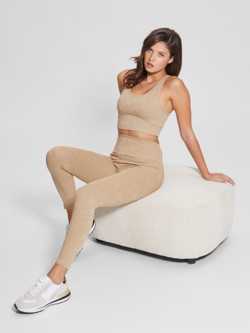 Guess Dana Logo Leggings Argile Thermique En Relief G
