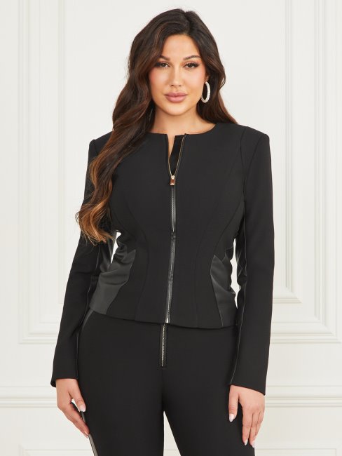 Guess Mirta Blazer Zippé Noir De Jais