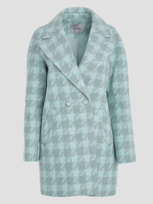 Guess Pied De Poule Aqua Combo Ginny Coat