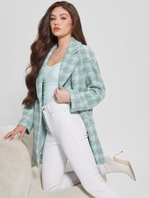 Guess Pied De Poule Aqua Combo Ginny Coat