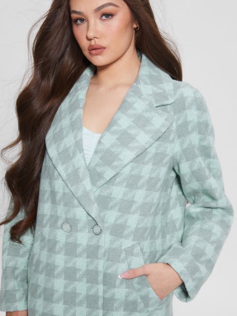 Guess Pied De Poule Aqua Combo Ginny Coat