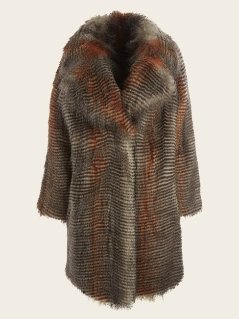 Manteau En Fausse Fourrure Alexandra Fourrure Microrayée Guess