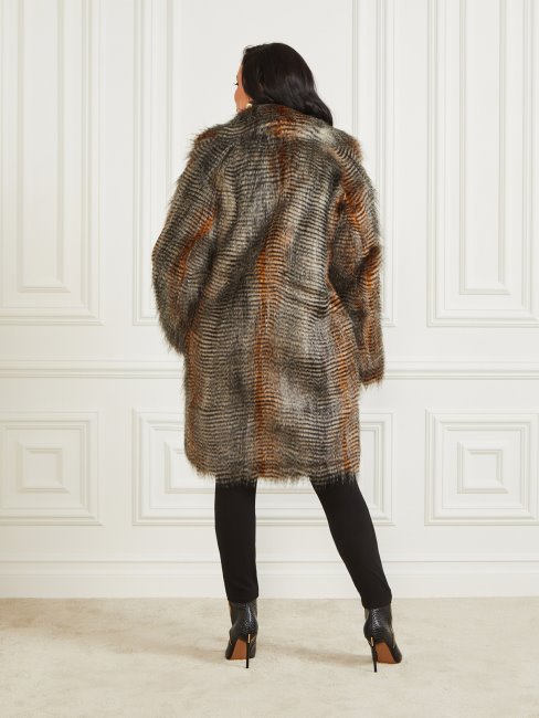 Manteau En Fausse Fourrure Alexandra Fourrure Microrayée Guess