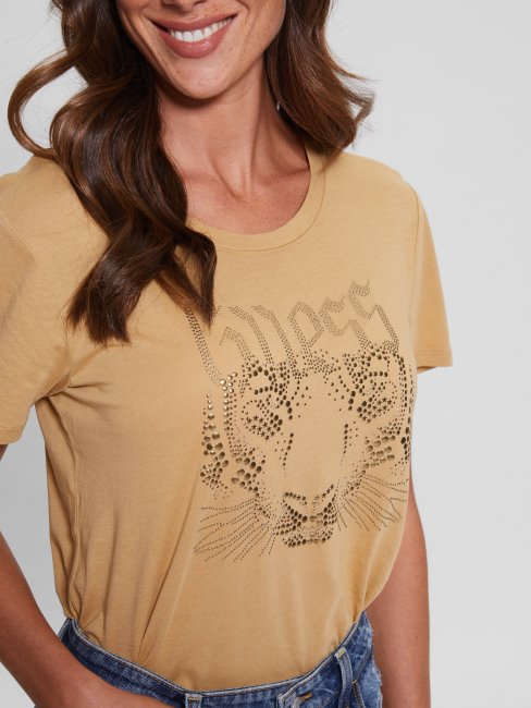 Tee Shirt Tigre Sable Du Sahara Logo Guess