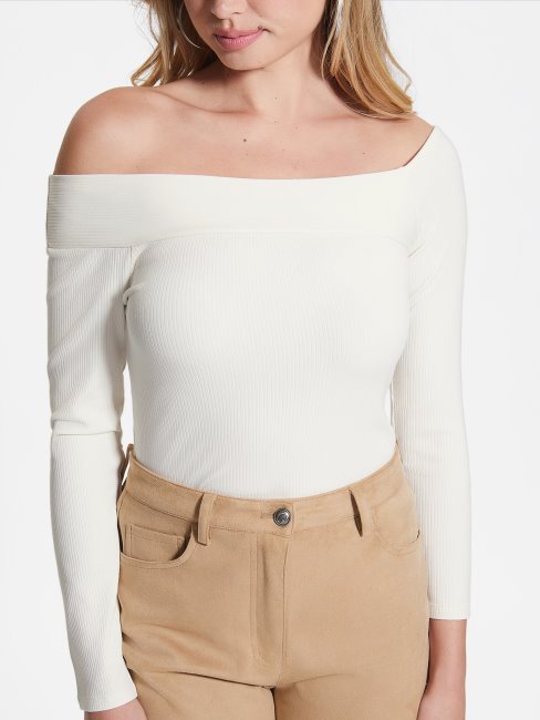 Guess Top Blanc Crème Eco Amelia à épaules Dénudées