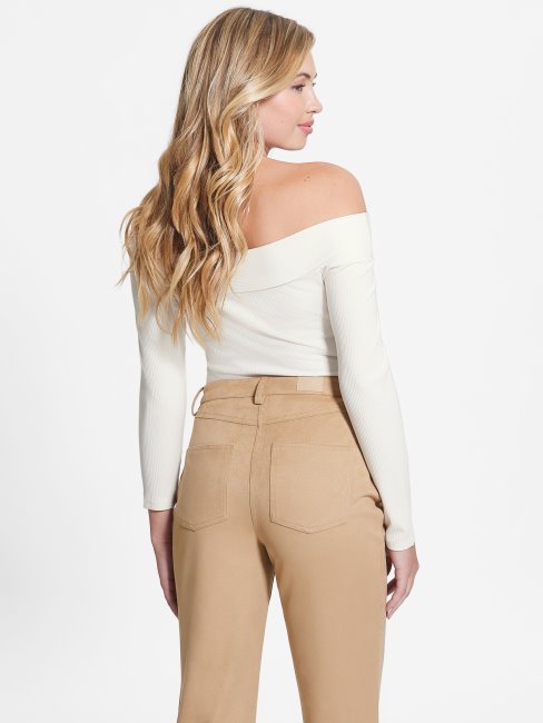 Guess Top Blanc Crème Eco Amelia à épaules Dénudées