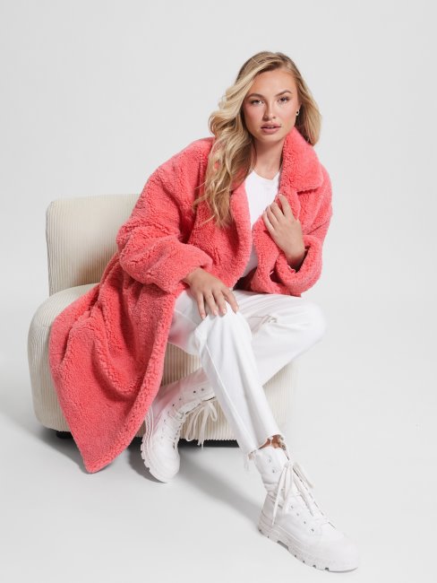 Manteau En Fausse Fourrure Eco Alina Guess Revival Rose