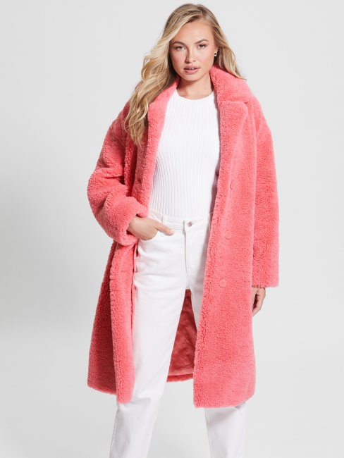 Manteau En Fausse Fourrure Eco Alina Guess Revival Rose