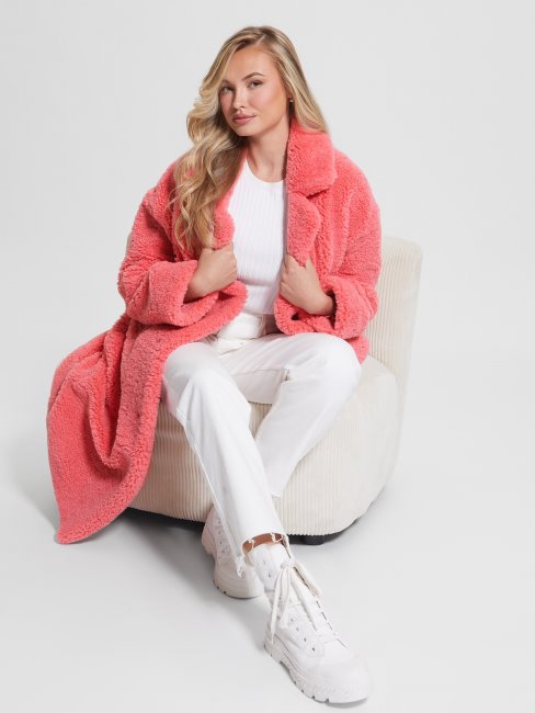 Manteau En Fausse Fourrure Eco Alina Guess Revival Rose