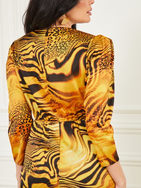 Robe Guess Golden Sunset Imprimé Coucher De Soleil Doré