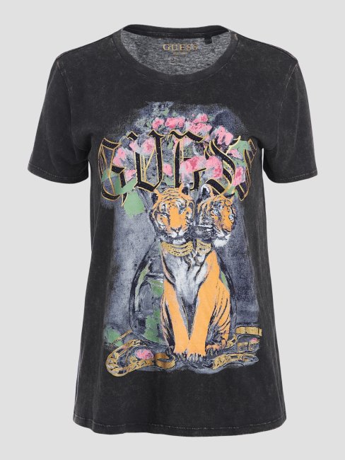 Tee Shirt Guess Jet Noir Multi Double Tigre