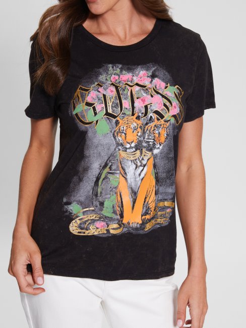 Tee Shirt Guess Jet Noir Multi Double Tigre