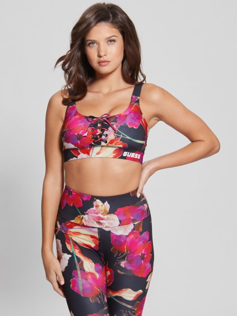 Soutien-gorge De Sport Guess Eco Corine Active Rose Et Noir Macro Flow