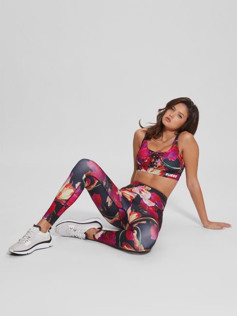 Soutien-gorge De Sport Guess Eco Corine Active Rose Et Noir Macro Flow