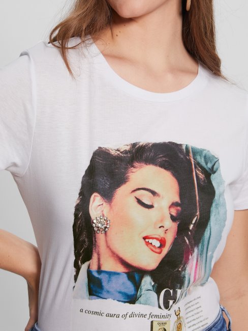 Eco Vintage Magazine Easy Tee Pure White Guess