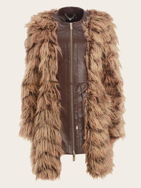 Devinez Bourbon Foncé Avec Manteau Shaggy Dinah Classique